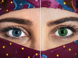 Как поменять цвет глаз на фото